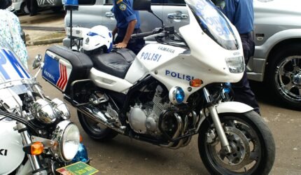 Indonesian police patrol motorcycle